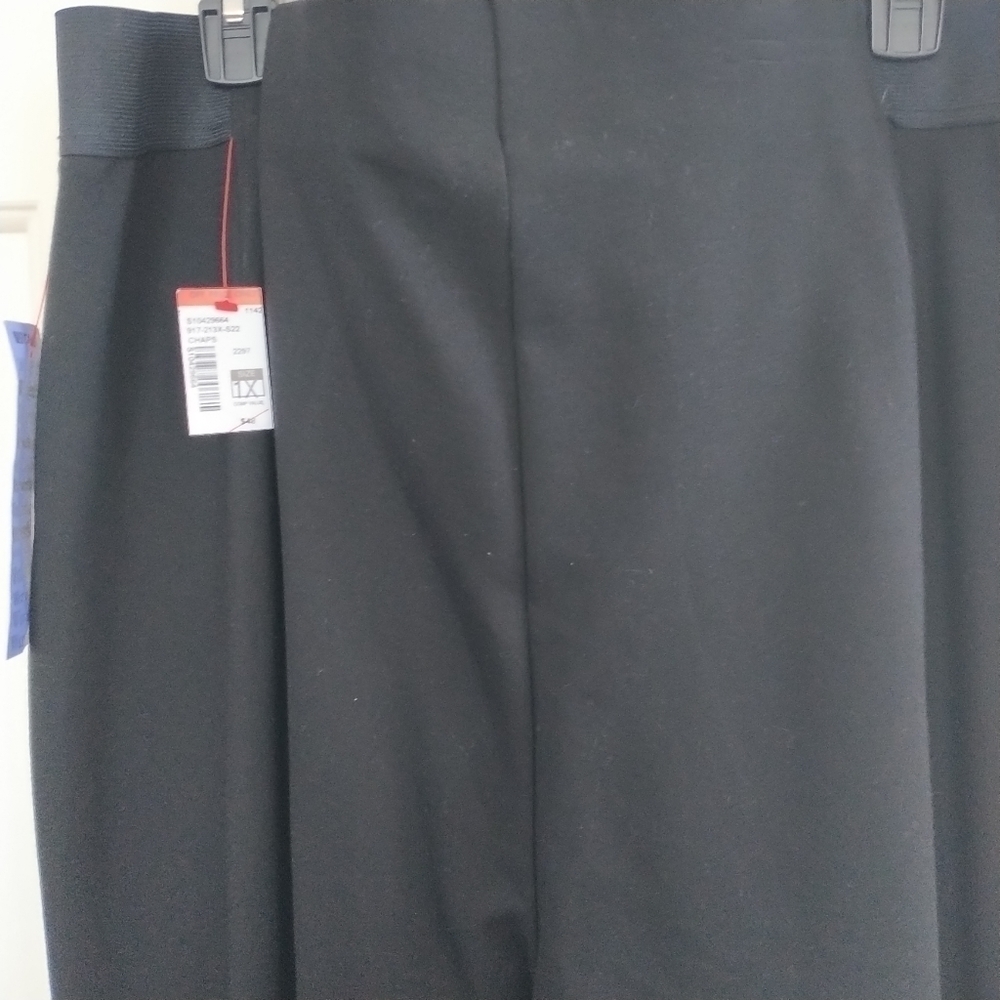 Chaps Black Faux Leather Pants Leggings 1X - Picture 4 of 10